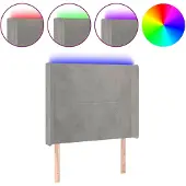 vidaXL Hoofdbord LED 83x16x118/128 cm fluweel lichtgrijs