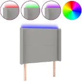 vidaXL Hoofdbord LED 93x16x118/128 cm stof lichtgrijs