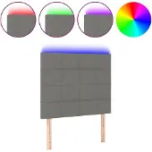 vidaXL Hoofdbord LED 100x5x118/128 cm stof donkergrijs