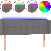 vidaXL Hoofdbord LED 147x16x78/88 cm stof donkergrijs