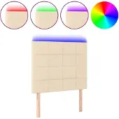 vidaXL Hoofdbord LED 100x5x118/128 cm stof crèmekleurig