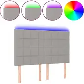 vidaXL Hoofdbord LED 144x5x118/128 cm stof lichtgrijs