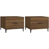 vidaXL Salontafel met metalen poten, 2 stuks, bruin, eikenlook, 50x50x40 cm