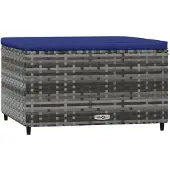 vidaXL Voetensteun met kussen poly rattan grijs