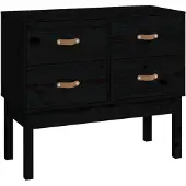 vidaXL Wandkast 90x40x78 cm massief grenenhout zwart