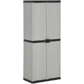 vidaXL Tuinkast met 3 schappen 68x40x168 cm grijs en zwart