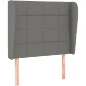 vidaXL Hoofdbord met randen 103x23x118/128 cm stof donkergrijs