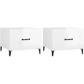 vidaXL Salontafels met metalen poten, 2 stuks, hoogglanzend wit, 50x50x40 cm