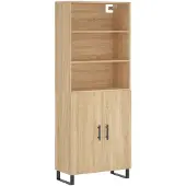 vidaXL Hoge kast 69,5x34x180 cm bewerkt hout sonoma eikenkleurig