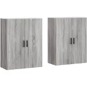vidaXL Hangkasten 2 st 69,5x34x90 cm grijs sonoma eikenkleurig