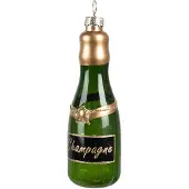 Clayre & Eef Kersthanger Fles 12 cm Groen Glas Kerstboomversiering Groen Kerstboomversiering