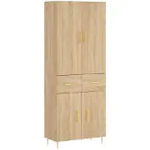 vidaXL Hoge kast 69,5x34x180 cm bewerkt hout sonoma eikenkleurig