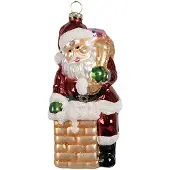 Clayre & Eef Kersthanger Kerstman 12 cm Rood Glas Kerstboomversiering Rood Kerstboomversiering