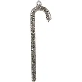 Clayre & Eef Kersthanger Zuurstok 14 cm Zilverkleurig Glas Kerstboomversiering Zilverkleurig Kerstboomversiering