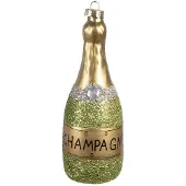 Clayre & Eef Kersthanger Fles 14 cm Groen Glas Kerstboomversiering Groen Kerstboomversiering