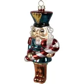 Clayre & Eef Kersthanger Notenkraker 15 cm Blauw Glas Kerstboomversiering Blauw Kerstboomversiering
