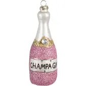 Clayre & Eef Kersthanger Fles 14 cm Roze Glas Kerstboomversiering Roze Kerstboomversiering