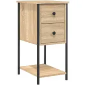 vidaXL Nachtkastje 32x42x70 cm bewerkt hout sonoma eikenkleurig
