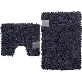 Wicotex - Badmat set met Toiletmat - WC mat met uitsparing Excellent Antraciet - Antislip onderkant