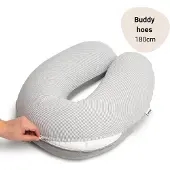 Doomoo Buddy Cover - Hoes voor Voedingskussen Buddy - Biologisch Katoen - 180 cm - Classic Light Grey
