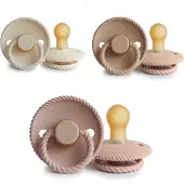 Frigg ROPE Fopspeen set 3 stuks Cream,Blush en Croissant 0-6 maand