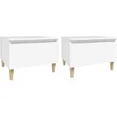 vidaXL Bijzettafels 2 st 50x46x35 cm bewerkt hout wit