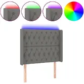 vidaXL Hoofdbord LED 103x16x118/128 cm stof donkergrijs