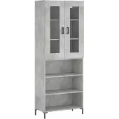 vidaXL Hoge kast 69,5x34x180 cm bewerkt hout betongrijs