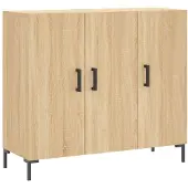vidaXL Dressoir 90x34x80 cm bewerkt hout sonoma eikenkleurig
