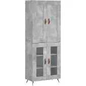 vidaXL Hoge kast 69,5x34x180 cm bewerkt hout betongrijs