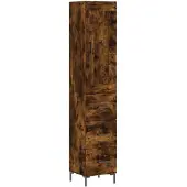 vidaXL Hoge kast 34,5x34x180 cm bewerkt hout gerookt eikenkleurig