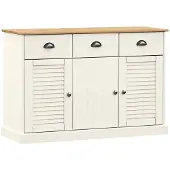 vidaXL Dressoir met lades VIGO 113x40x75 cm massief grenenhout wit