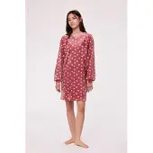Woody Studio slaapkleed velours meisjes/dames - roze - bolletjes - 232-12-YDE-V/956 - maat 164