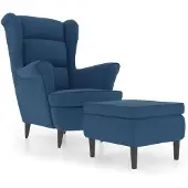 vidaXL Fauteuil met voetenbank fluweel blauw