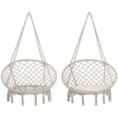 Detex Hangstoel Crème Ø61cm Rond met Franjes