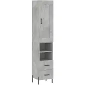 vidaXL Hoge kast 34,5x34x180 cm bewerkt hout betongrijs