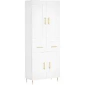 vidaXL Hoge kast, wit, 69,5 x 34 x 180 cm, houtvezel