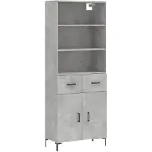 vidaXL Hoge kast 69,5x34x180 cm bewerkt hout betongrijs