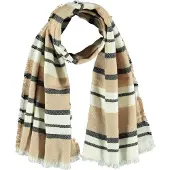 Sarlini Winter Sjaal Camel Gestreept Dames Sjaal Camel Gestreept Sjaal Dames Gestreept