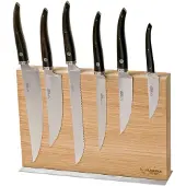 Laguiole En Aubrac Gourmet COL99CUIGOEBIB 6-delige messenset ebbenhout met messenblok
