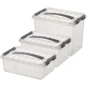 Sunware Opberg boxen set van 6x stuks in 4-6-9 Liter kunststof met deksel - Opbergbox