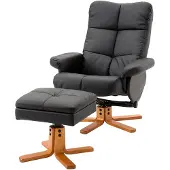 HOMCOM Relaxfauteuil met hocker en ligfunctie zwart