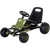 Aosom Go-kart, kinderauto, pedaalauto met handrem, groen