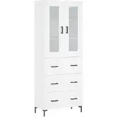 vidaXL Hoge kast 69,5x34x180 cm bewerkt hout wit