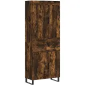 vidaXL Hoge kast 69,5x34x180 cm bewerkt hout gerookt eikenkleurig