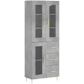 vidaXL Hoge kast, betonkleur, 69,5 x 34 x 180 cm, houtvezelplaat
