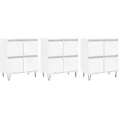 vidaXL Dressoirs, 3 stuks, wit, van houtvezel