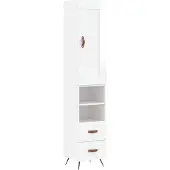 vidaXL Hoge kast 34,5x34x180 cm bewerkt hout hoogglans wit