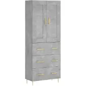 vidaXL Hoge kast 69,5x34x180 cm bewerkt hout betongrijs