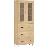 vidaXL Hoge kast 69,5x34x180 cm bewerkt hout sonoma eikenkleurig